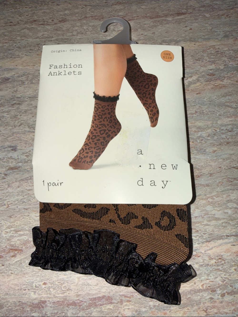 a new day Leopard Ruffle Ankle Socks